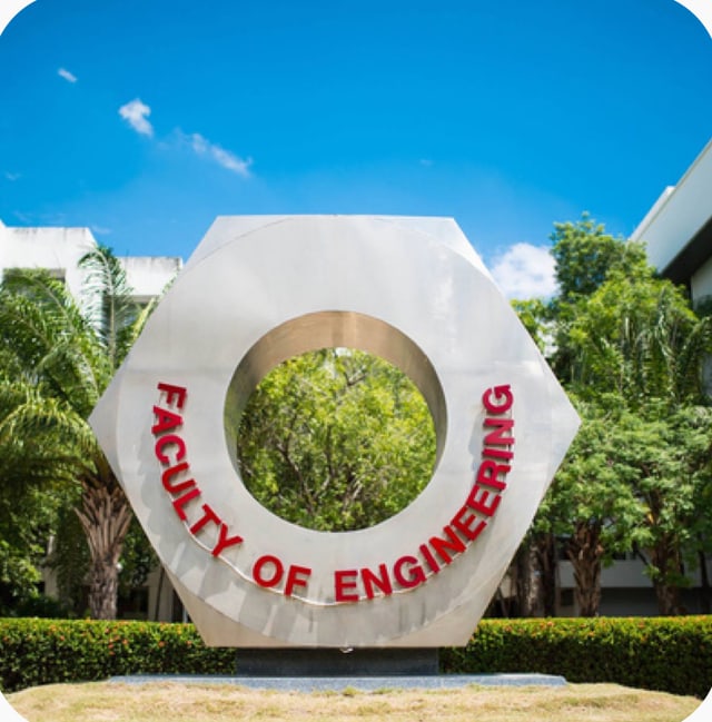 ป้ายคณะวิศวกรรมศาสตร์ มหาวิทยาลัยมหิดล รูปน็อตหกเหลี่ยม